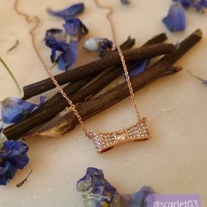 Kate Spade ready set bow pave mini pendant, clear/rose gold perfect gift for her